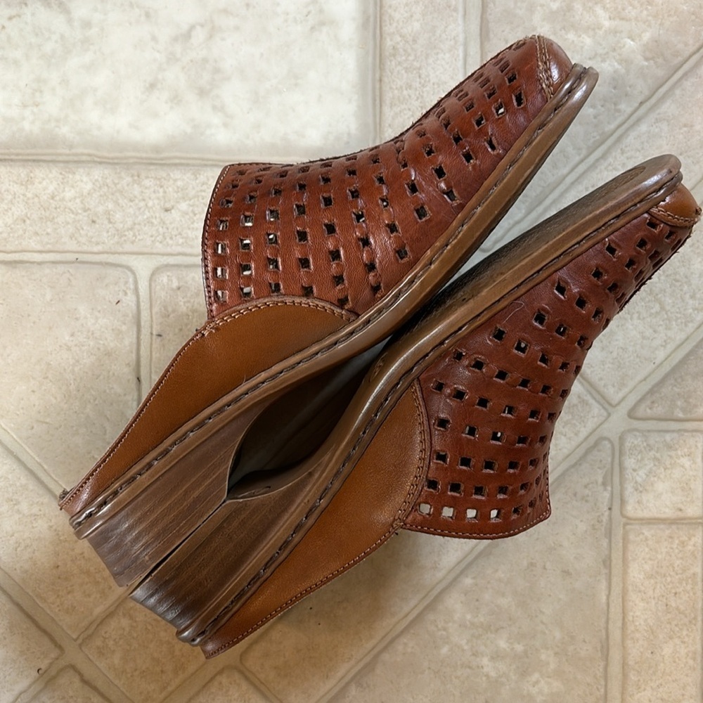Vintage Rieker mocha brown woven leather clogs/slides 5.5 - Picture 3 of 8